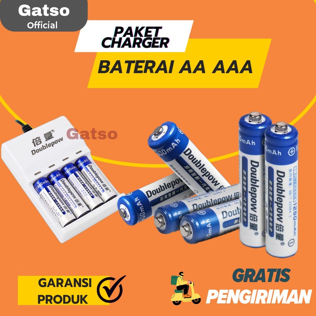 Baterai Cas Charger Doublepow Baterai Rechargeable AA AAA Ni-MH 800mAh - 3000mAh