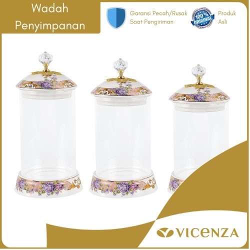 VICENZA Toples Permen Kaca G301 GR301 GM301 Motif Magnolia Lily Padi Camelia