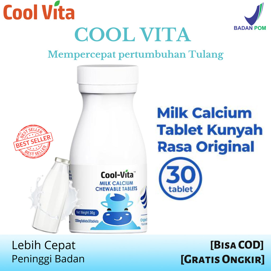 Coolvita Milk Calcium Tablet Rasa Original Suplemen Kalsium Tulang Membantu Menambah Tinggi Badan