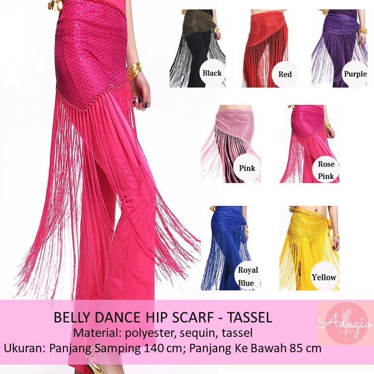 VBAR85 Belly Dance Tassel Hip Scarf Sabuk Pinggul Tari Perut Rumbai Rok India Tribal Aksesosir Menar