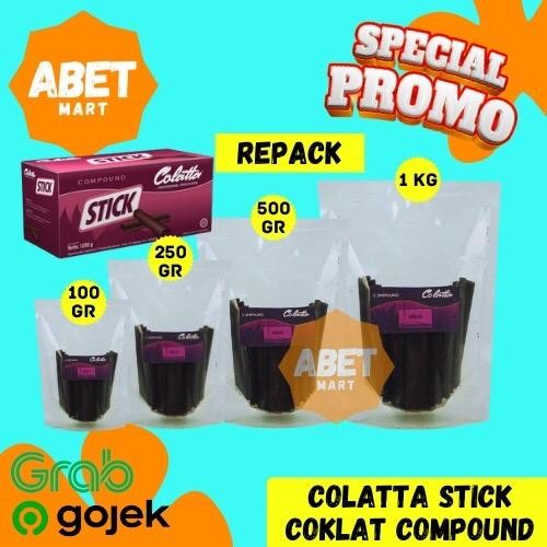 

Colatta Stick Dark Chocolate REPACK 100gr 250gr 500gr 1200gr - Stik Collata Cokelat Coklat Gelap Hitam Kemasan Pak Pcs Dus Gram Gr Batang 1,2Kg