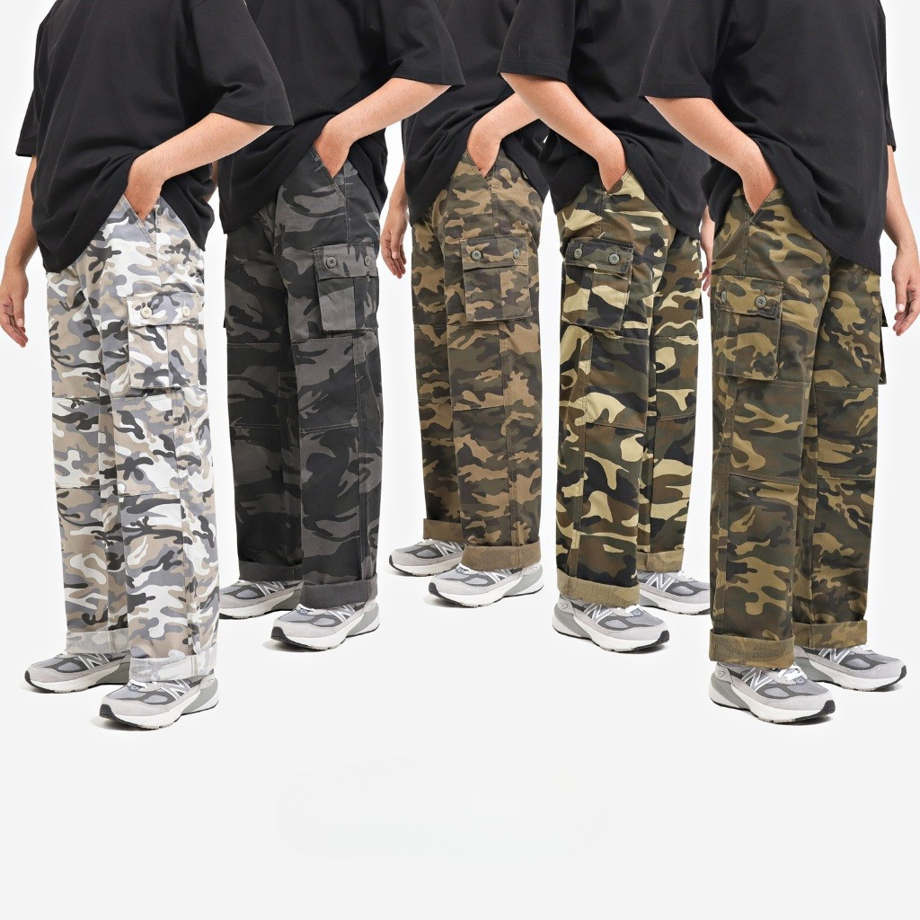CELANA REGULAR CUT |Cargo pants Wide Leg | Cargo Pants Loose fit Loreng Pria