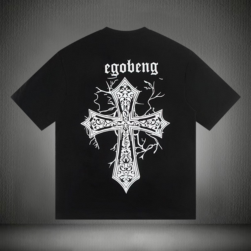 (COD) KAOS Chrome Hearts Back Cross Cotton Cetak T-shirt