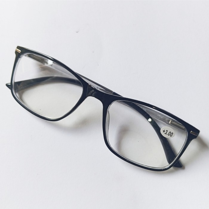 Kacamata Baca Plus dan Jalan Double Fokus Pria Wanita ukuran +1.00 s/d +3.00 model kotak - Hitam Put