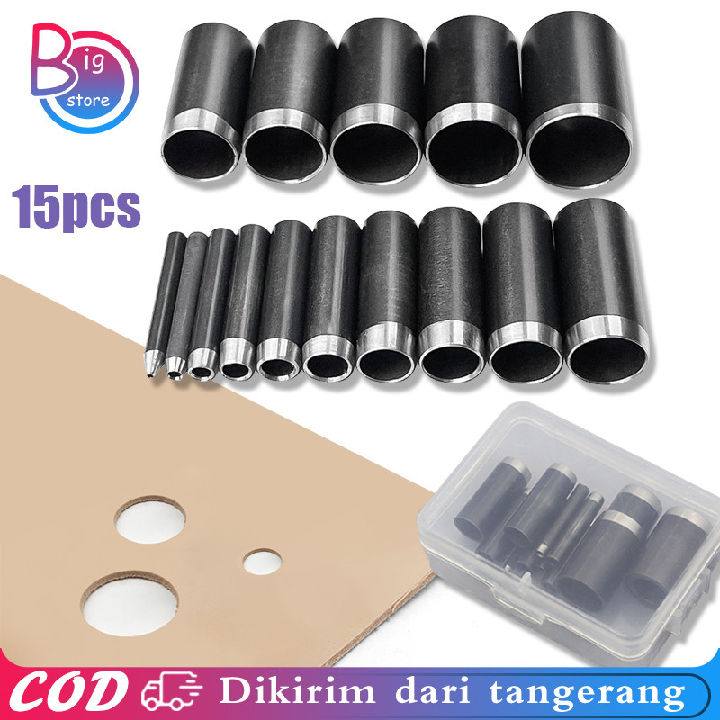 15pcs Pembolong Tali Tas1-15mm Pemukul Pembolong Leather Strap
