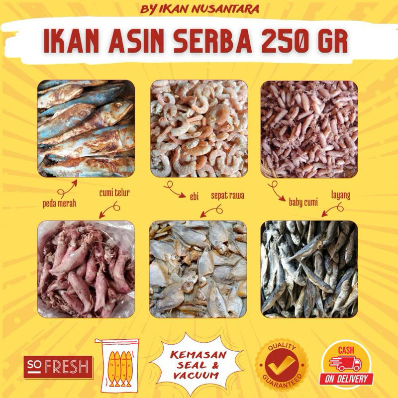 

IKAN ASIN/BABYCUMI serba 250gram/ IKAN ASIN NUSANTARA KUALITAS PREMIUM