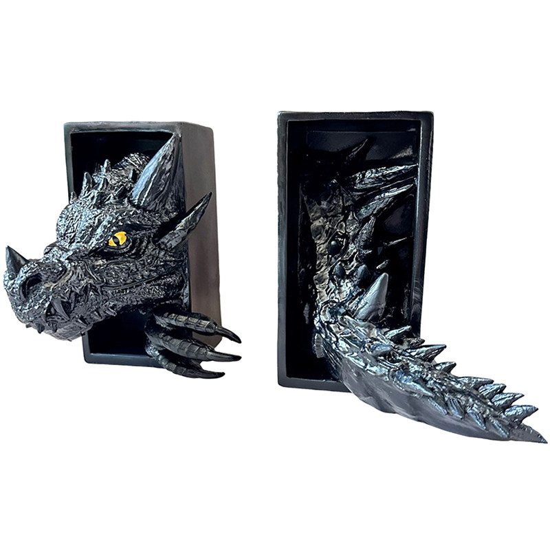 

1pc 3D Horror Dragon Decorative Bookends Gothic Dragon Bookends Ornaments Resin Dragon Bookends Creative Sculpture Bookends