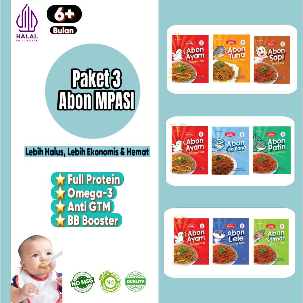 

N3V - Paket Hemat Abon MPASI 3 pcs Abon Bayi Non MSG BB Booster Bayi Anak 6+ 8+ Bulan