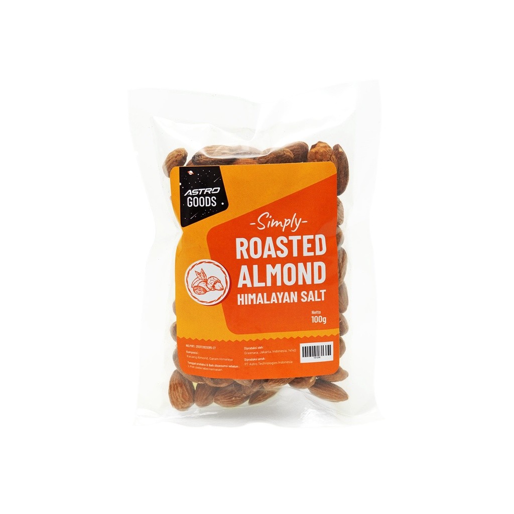

JAMIN MURAH !!!Astro Goods - Kacang Almond Roasted dengan Garam Himalaya 100 gr(BISA LANGSUNG ORDER)