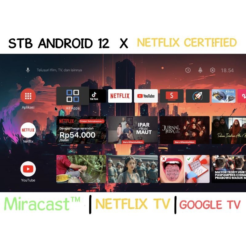 STB ANDROID | SET TOP TV BOX V5 RAM 2GB OS Android 12 4k UHD and Netflix Certified