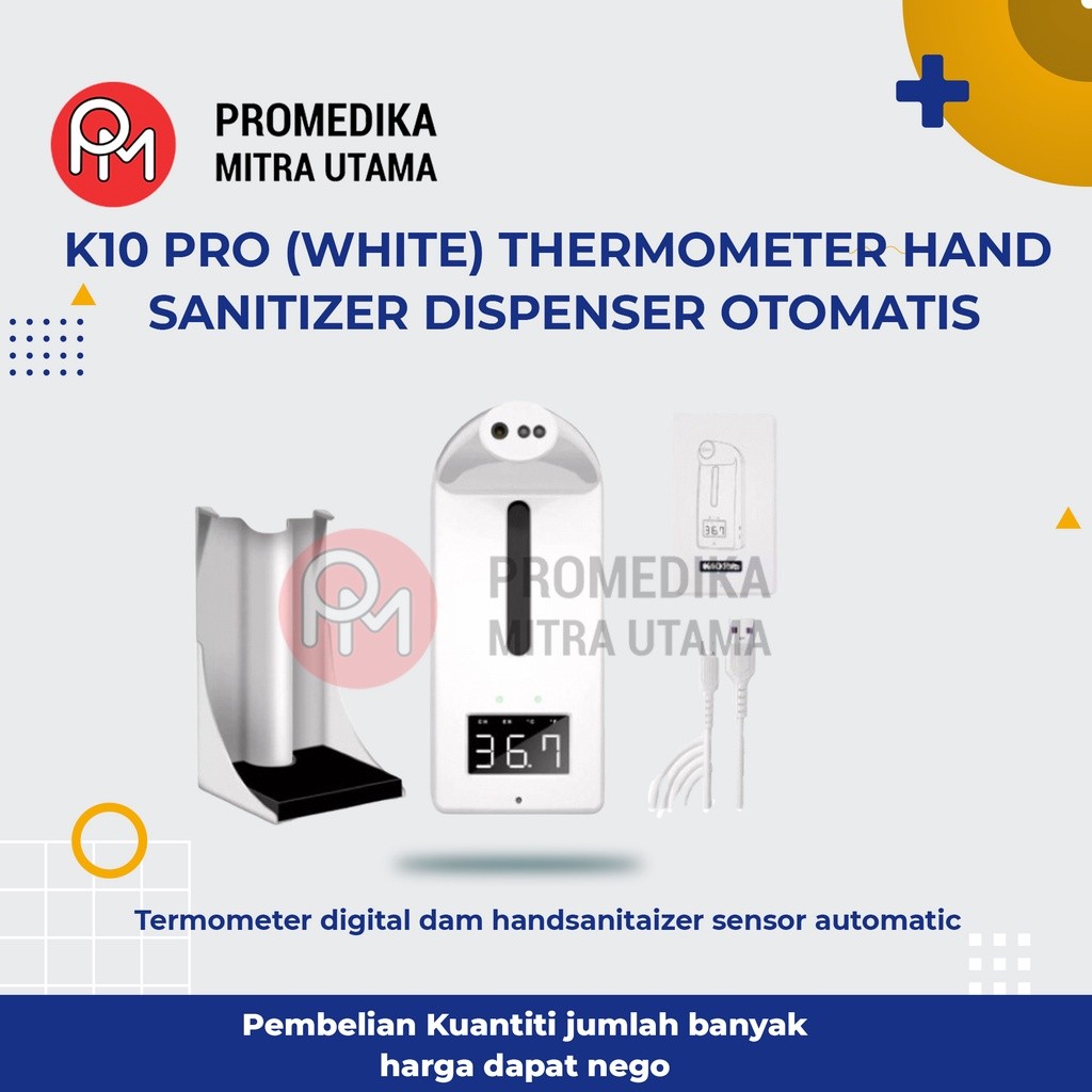K10 PRO (WHITE) THERMOMETER HAND SANITIZER DISPENSER OTOMATIS 2 in 1 - K10 Pro Only