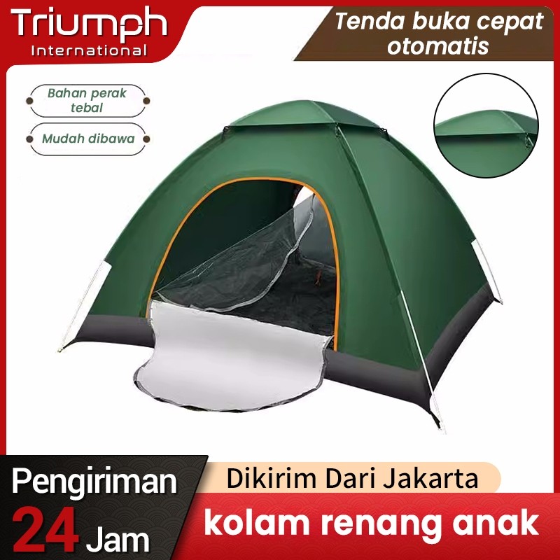 Tenda Camping 2*2M Kemah Luar Ruangan Anti UV, Tahan Air, Anti Serangga Tenda 3 - 4 Orang, Tenda Hij