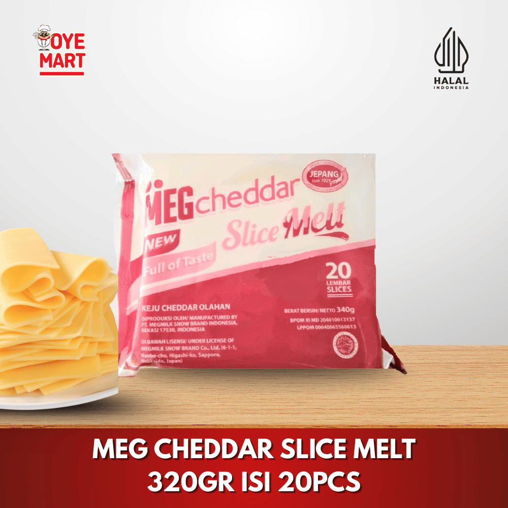 

MEG CHEDDAR SLICE MELT 320GR ISI 20PCS/KEJU SLICE MELT