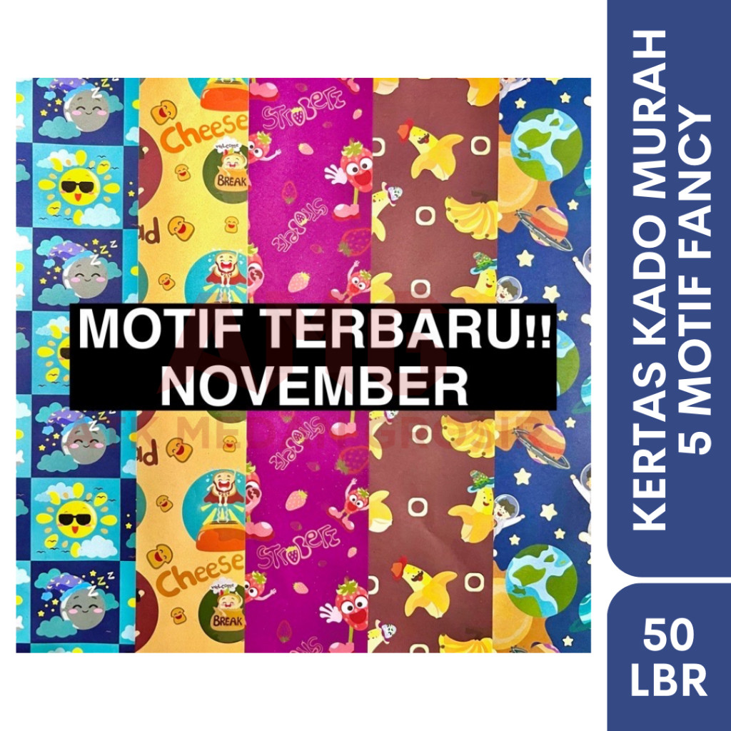 

ATK MEDAN GROSIR KERTAS KADO MURAH ISI 50LEMBAR 5 MOTIF (BISA 1 MOTIF)