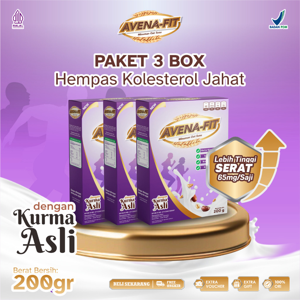 

AVENAFIT 3 Box – Sereal Oat & Susu Kambing | Bantu Jaga Kolesterol & Kesehatan Jantung