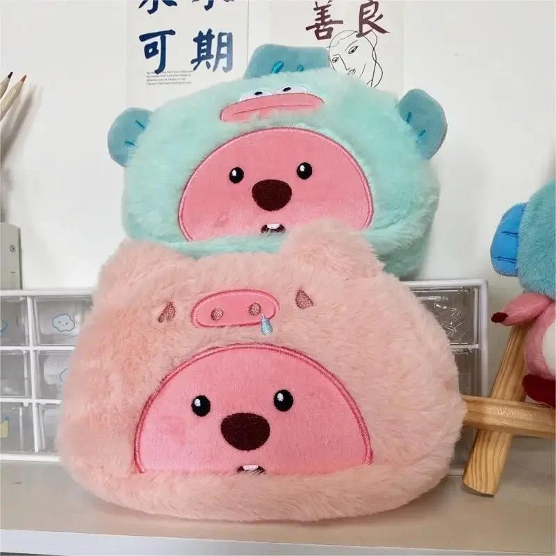 

Kawaii Plush Pencil Case Large Capacity Pen Pouch Pink Makeup Storage Bag for Girls School Office Organizer Supplies Stationary