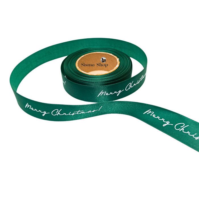 

Pita Kardo Motif Natal / Christmas Ribbon 2,5 cm Warna Hunter Green