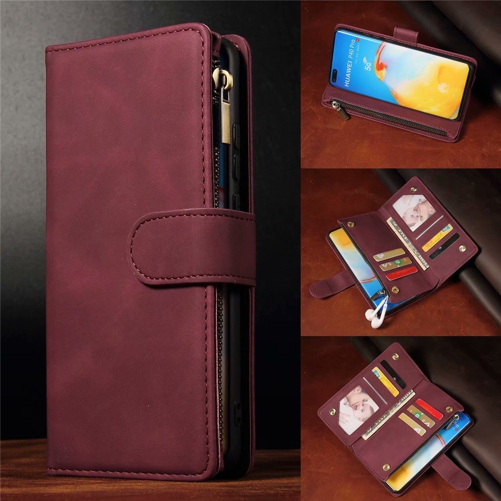Casing untuk Huawei Nova 7i 5T P40 P30 Lite Mate 30 Pro Flip Cover Leather Case Zipper Kartu Dompet