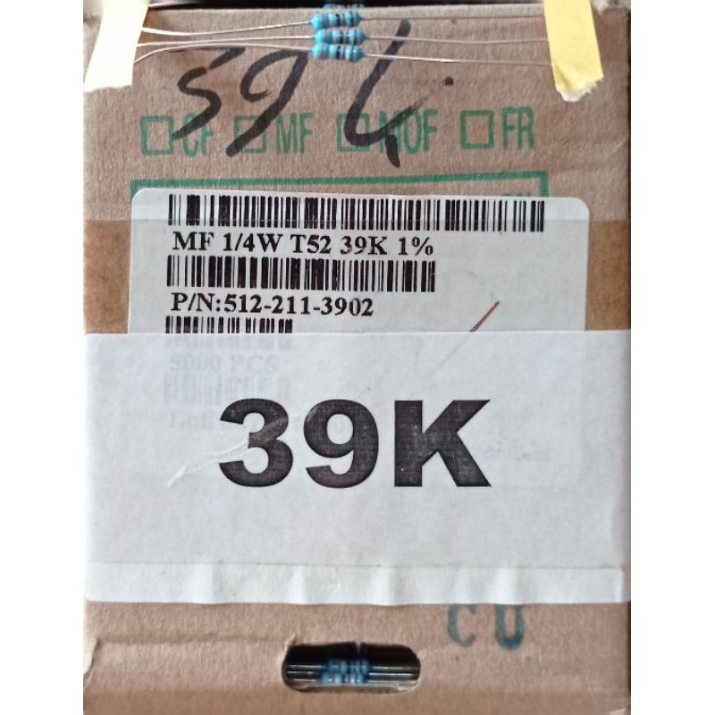 Resistor Metal 39K  1/4Watt MF 1/4W T52-39K-1% Resistor Taiwan