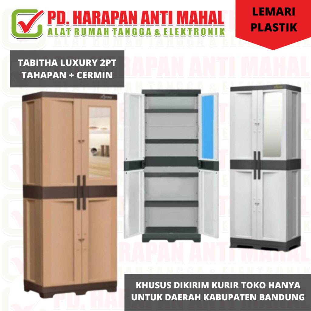 LEMARI PLASTIK TABITHA LUXURY 2PT TAHAP+CERMIN/ LEMARI PAKAIAN TABITHA LUXURY 2PT TAHAP+CERMIN/ LEMA