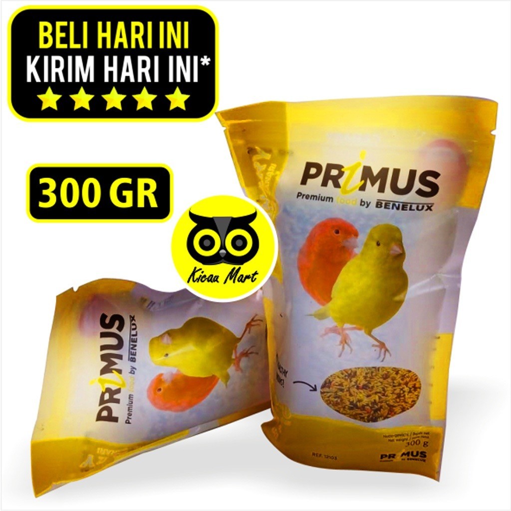 KICAU MART PAKAN MAKANAN HARIAN BURUNG KENARI PRIMUS CANARIES BENELUX MILET MILLET IMPORT KALENG 300