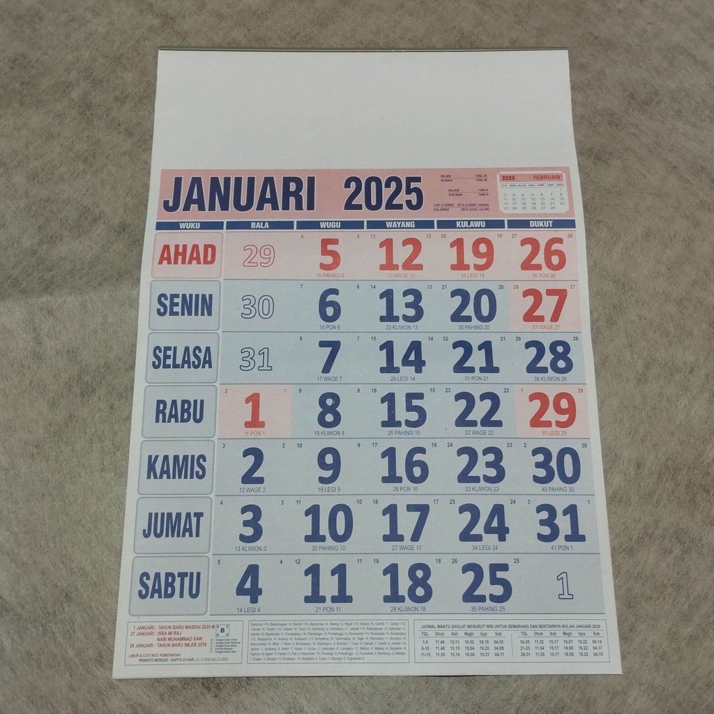 

Kalender Lengkap Almanak Dinding 2025 / Kalender Jawa Jumbo 2025