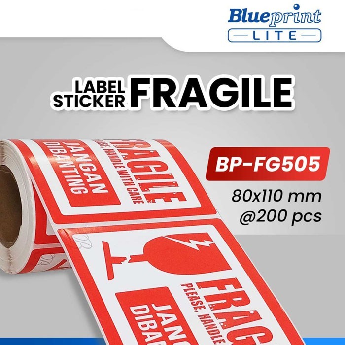 

Blueprint Lite Label Stiker Semi Coated Sticker Fragile Jangan Dibanting 80x110 mm 200Pcs