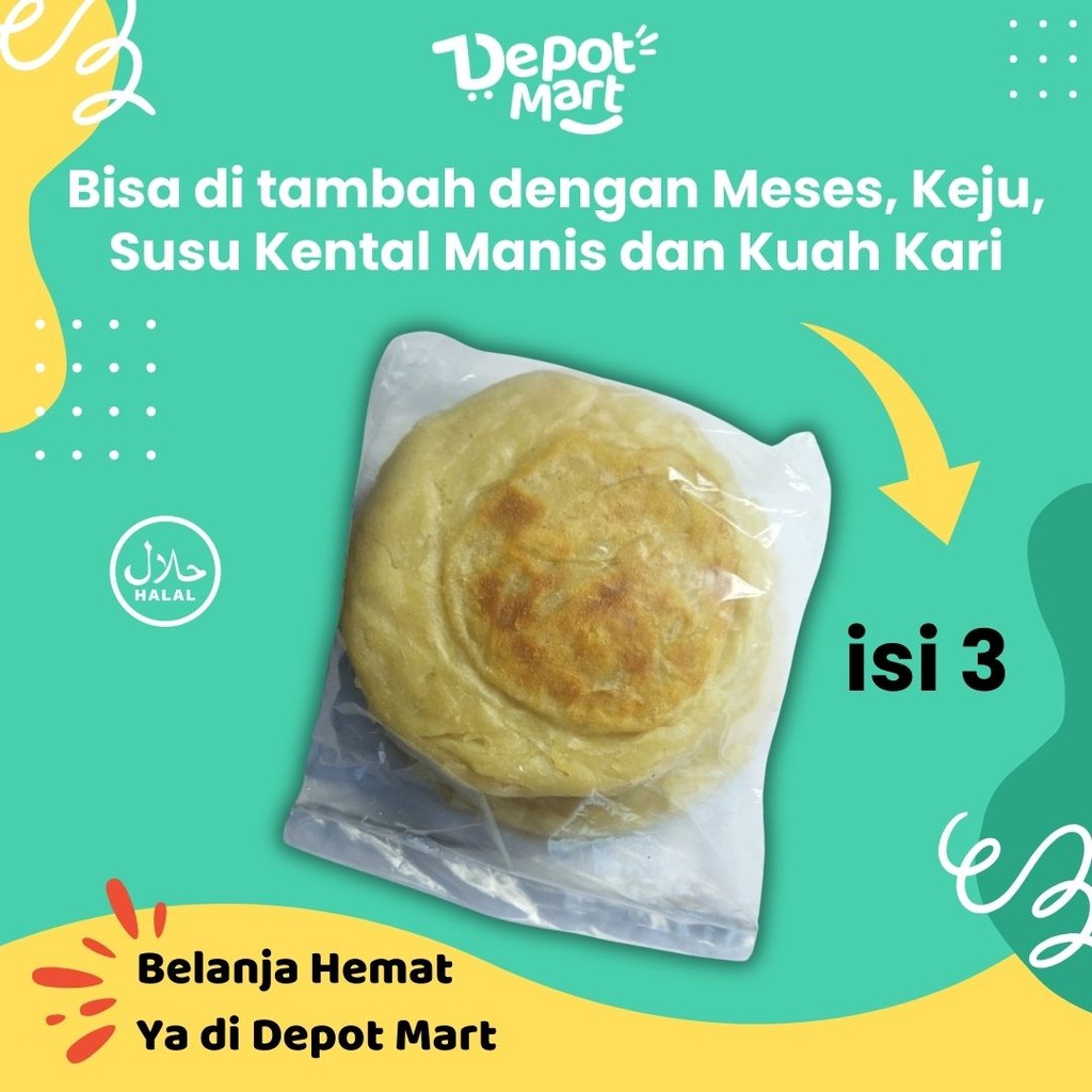 

Roti Canai Maryam Frozen Roti Cane Isi 3 Peaces