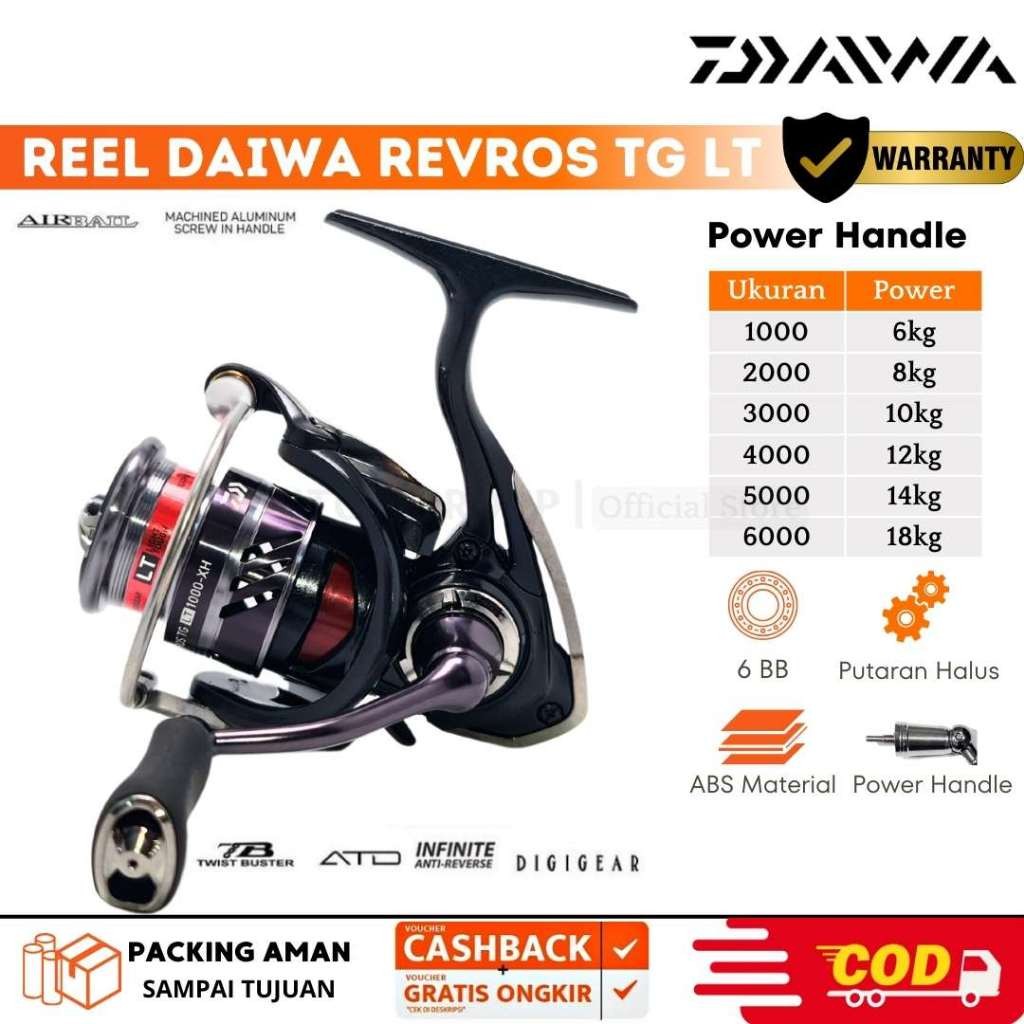 Reel Pancing Daiwa Revros TG LT 1000 s/d 6000 | Power Handle | Super Halus Ringan | Rekomendasi