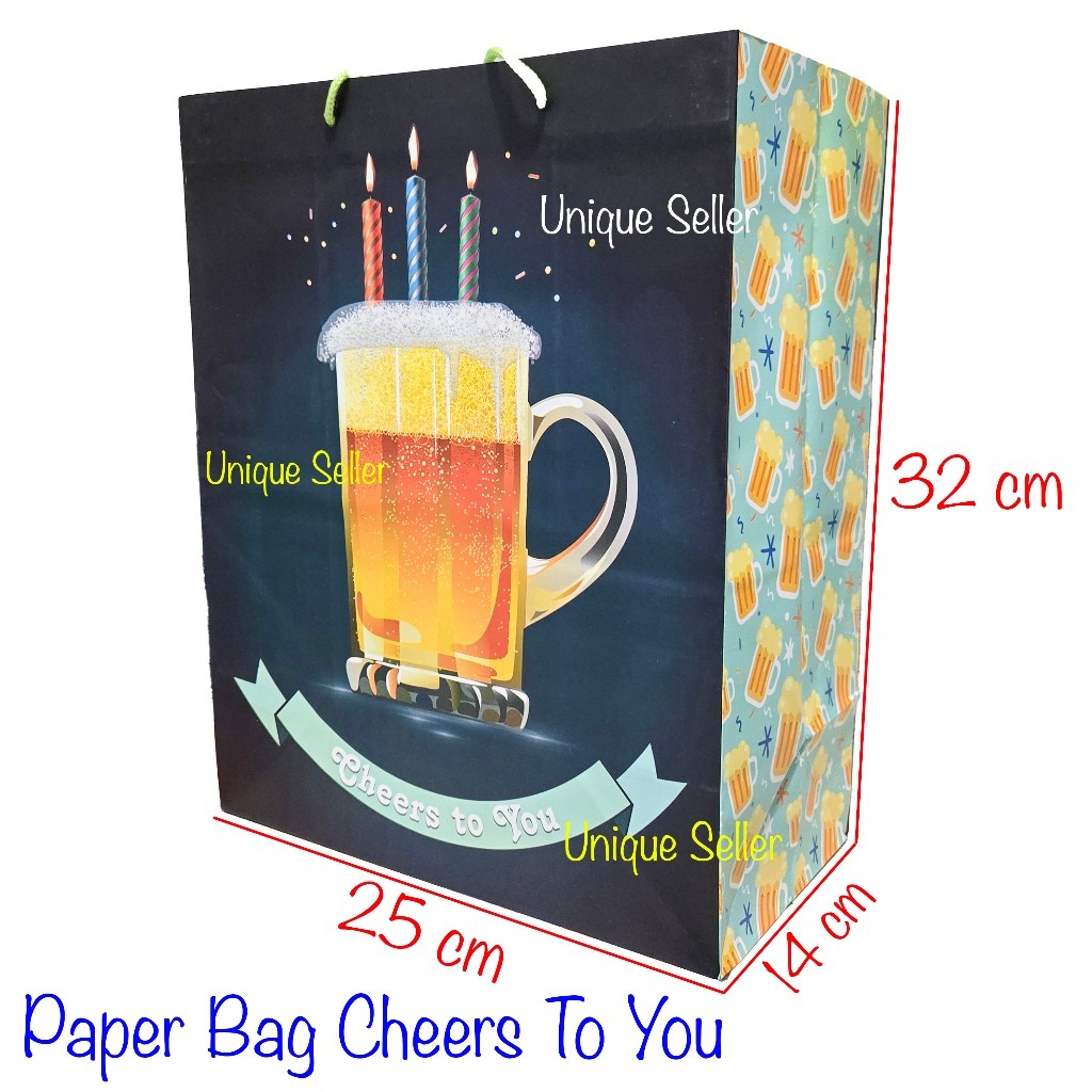 

Paper Bag Goodie Hand Bag Tas Kertas Kado Souvenir Hadiah Acara Ulang Tahun Ultah Hitam Cheers To You 25x14x32 cm / Tas Hadiah Kado Souvenir Acara Ulang Tahun Ultah Happy Birthday Hitam Cheers To You 25x14x32 / Tas Kertas Tali Paper Bag Tali Hitam