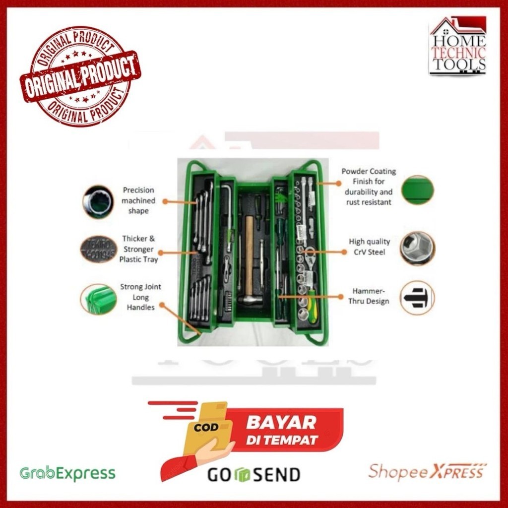 TEKIRO TOOL BOX SET 66 PCS / PERKAKAS KUNCI MEKANIK / PERKAKAS TUKANG ISI 66 PCS / ST-TB1651