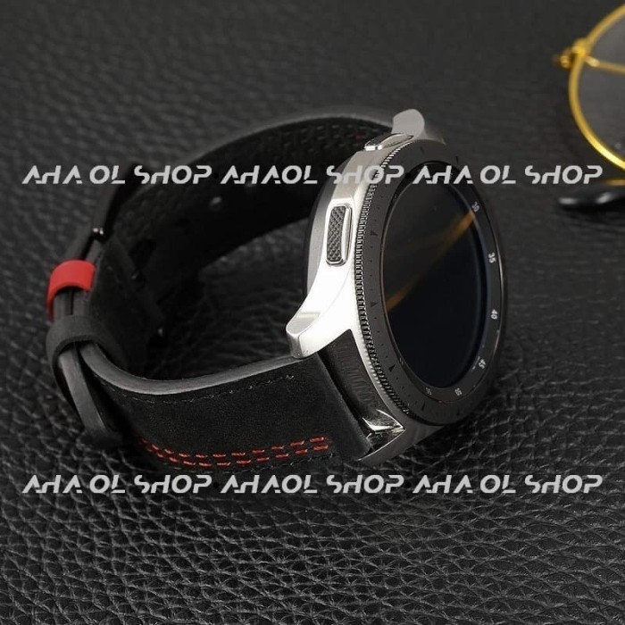 Line Series Leather Strap Samsung Galaxy Watch 46MM Samsung Gear S3 - Hitam