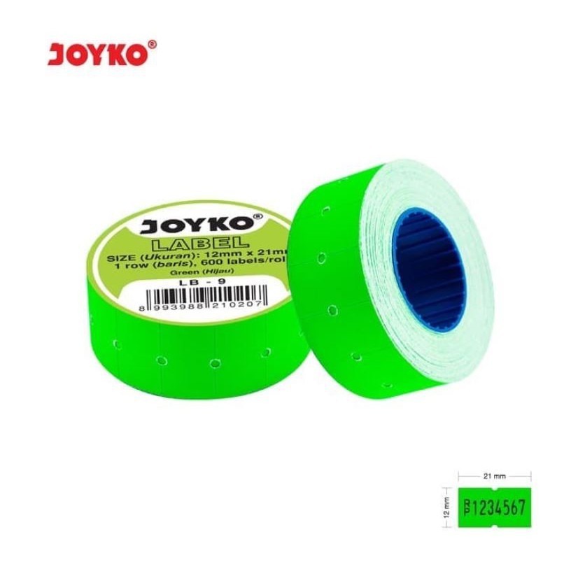 

( StaLand) Kertas Label Harga / Price Label Roll Joyko 1 Baris Warna Hijau LB-9