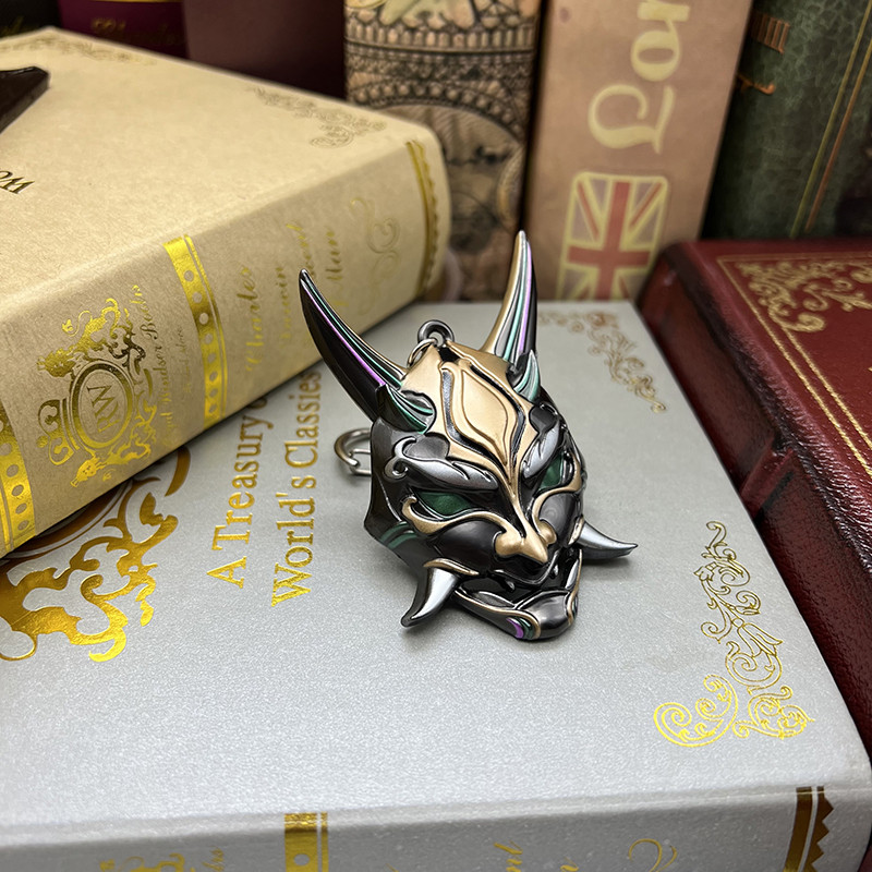 8cm Metal Nuo Xiao's Mask Genshin Impact Chinese Mobile Game Peripheral Decoration Crafts Keychain C