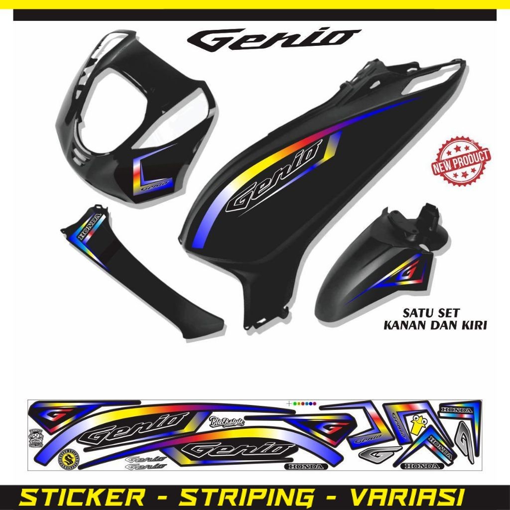 LIS SIMPLE STRIPING motif keren stiker motor genio