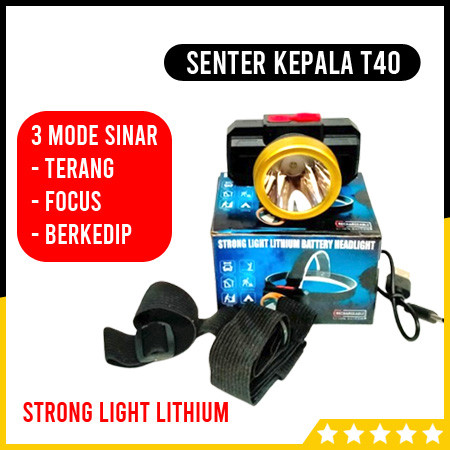 Senter Kepala LED Headlamp Lampu Recharger High Power T40