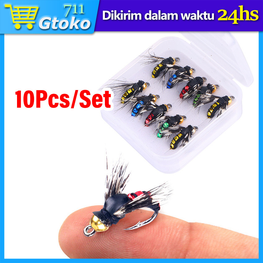 10Pcs/Set Umpan Pancing Lalat Serangga Kail Umpan Lure Lembut Fly Fishing Bait