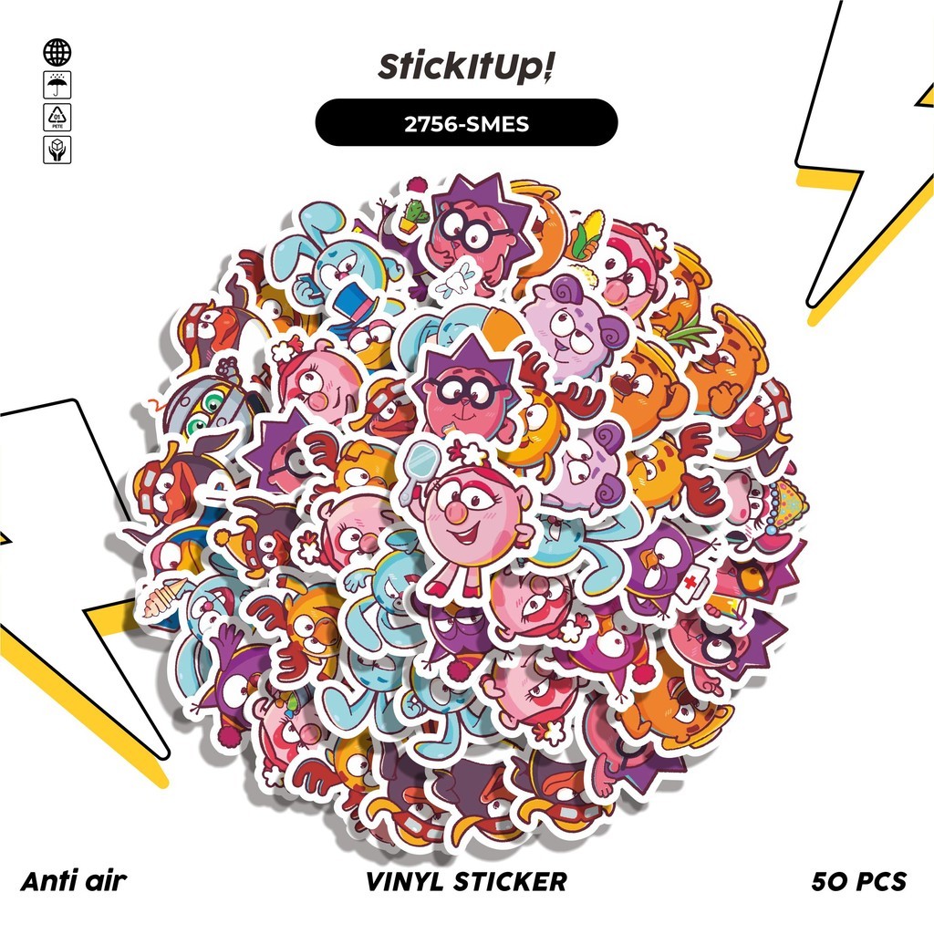 

COD 50 Pcs FUNNY CHARACTER SMESHARIKI STICKER PACK Lucu Anti Air Untuk Dekorasi Notebook Sepeda Skateboard Handphone DIY