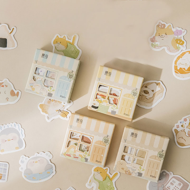 

Mohamm 45PCS/Box Kawaii Creative House Stickers Scrapbooking Stationery School Supplies