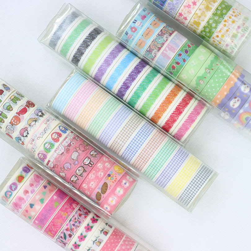 

12Pcs Grid Washi Tape Set Basic Masking Tape Journal Supplies Decorative Adhesive Tape Scrapbooking Stationery Cute Washitape