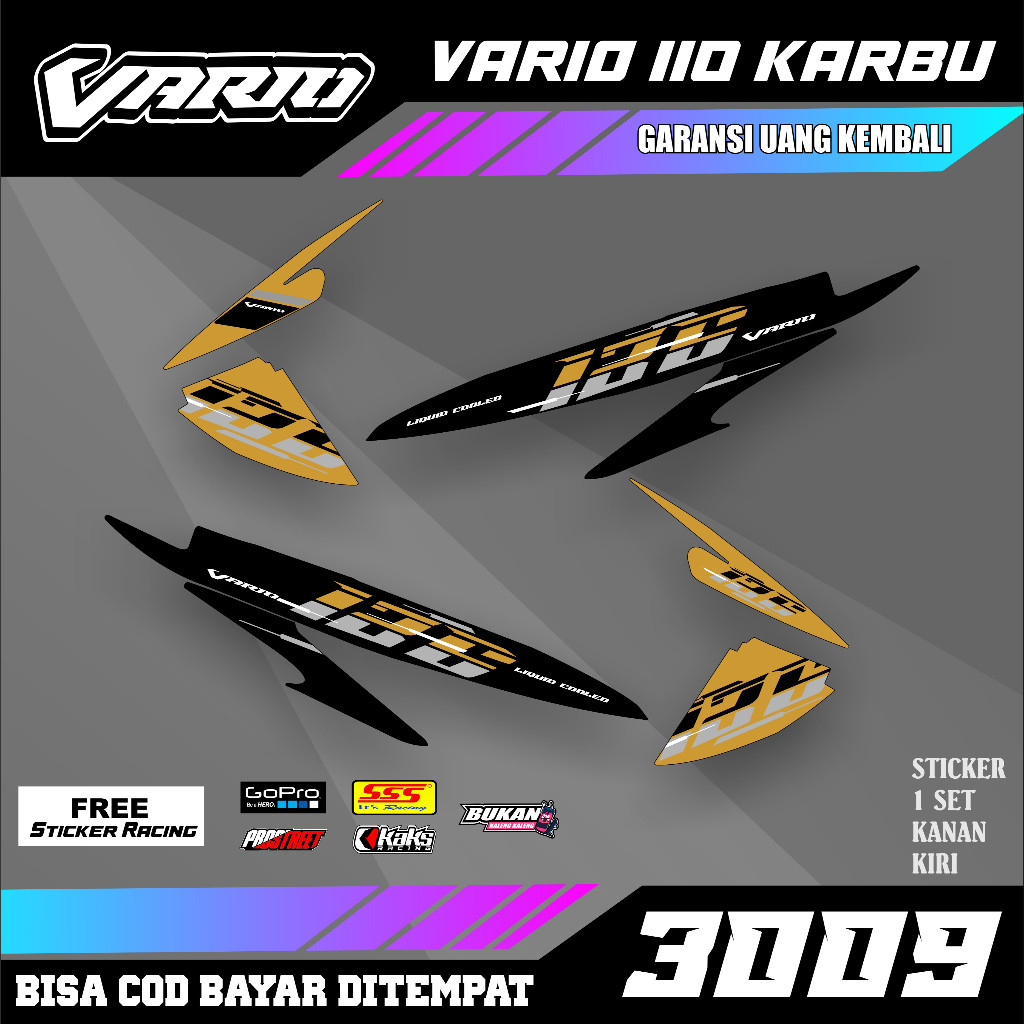 Striping Vario 110 Karbu Motif Vietnam Style Setriping Setiker Sticker Motor Vario Karbu 110 Terlari