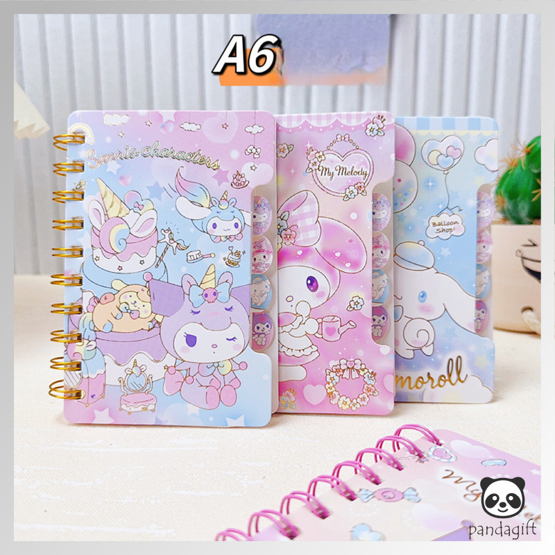 

Notebook Ring A6 Buku Diary Aesthetic Buku Catatan Coil Book Sanrio Kuromi Melody Labubu - GG0519