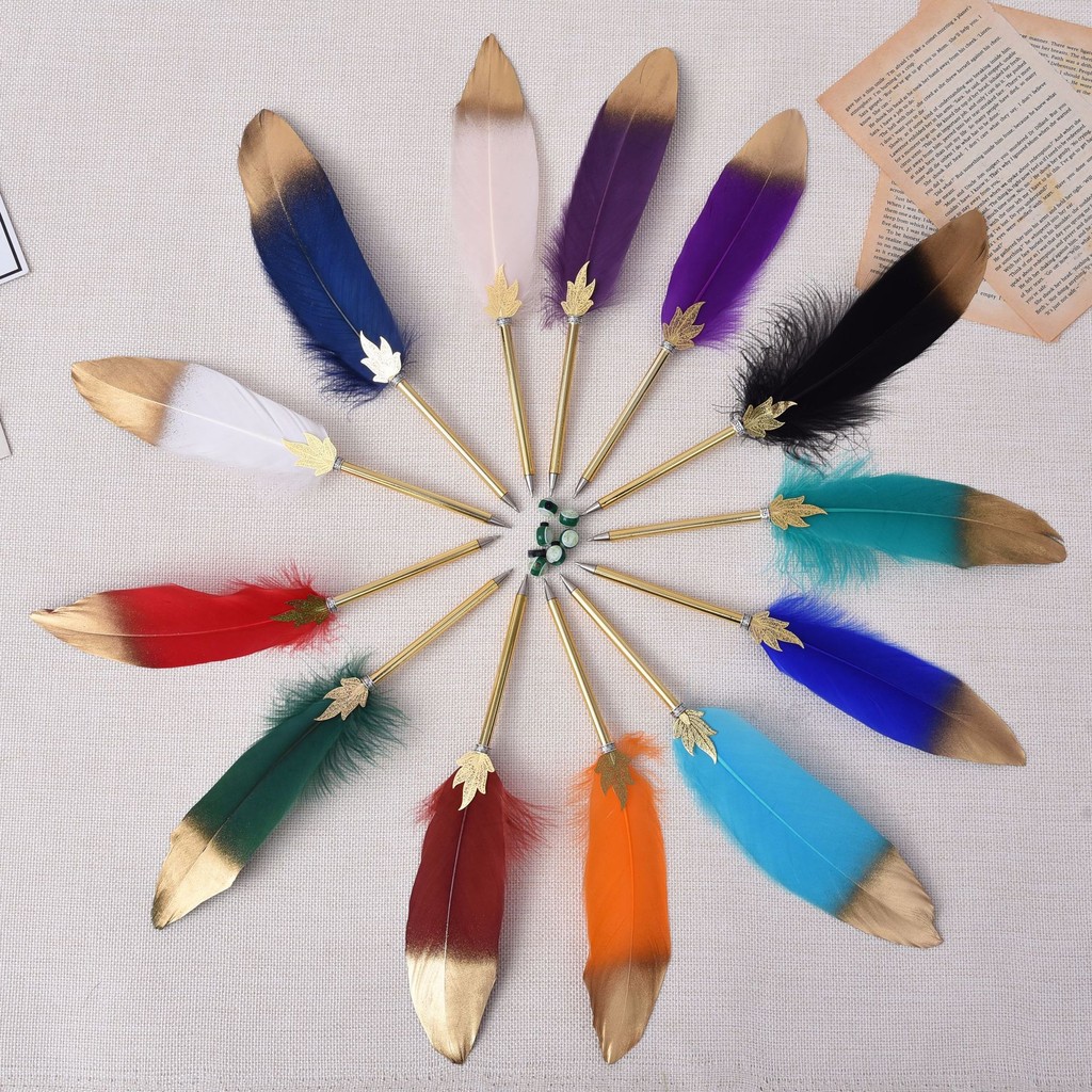 

1pcs Fashion Business Gift Office Ballpoint Pen Cute Feather Decor 0.5mm Writing Pen For Student Creative School Stationery