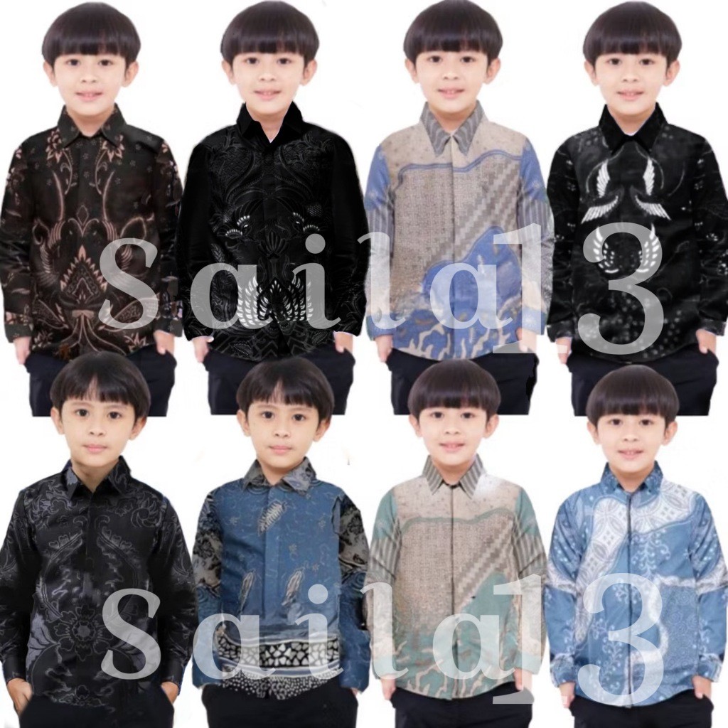 Kemeja Batik Anak Cowok Baju Batik Anak Lengan Panjang Umur 4-13 Tahun
