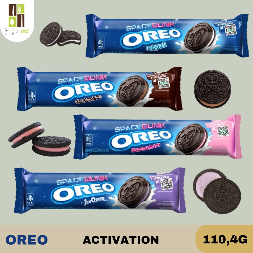 

Oreo Activation / Biskuit / Biscuit Space Dunk / Cemilan / Vanilla / Chocolate / Strawberry / Ice Cream Berry Kemasan 110,4g