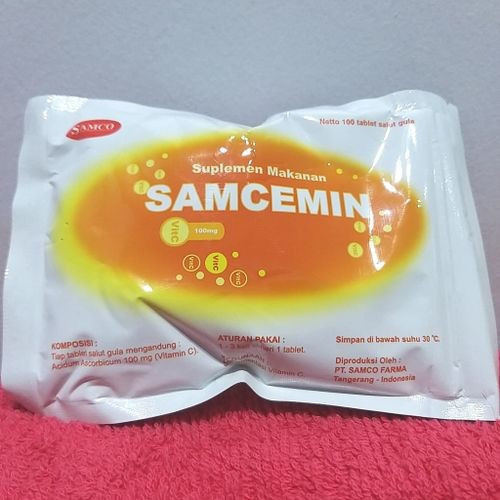 banda aceh per sachet / sak / zak Samcemin Vitamin C salut gula 100mg. 1 sachet isi 100 tab. Tidak i
