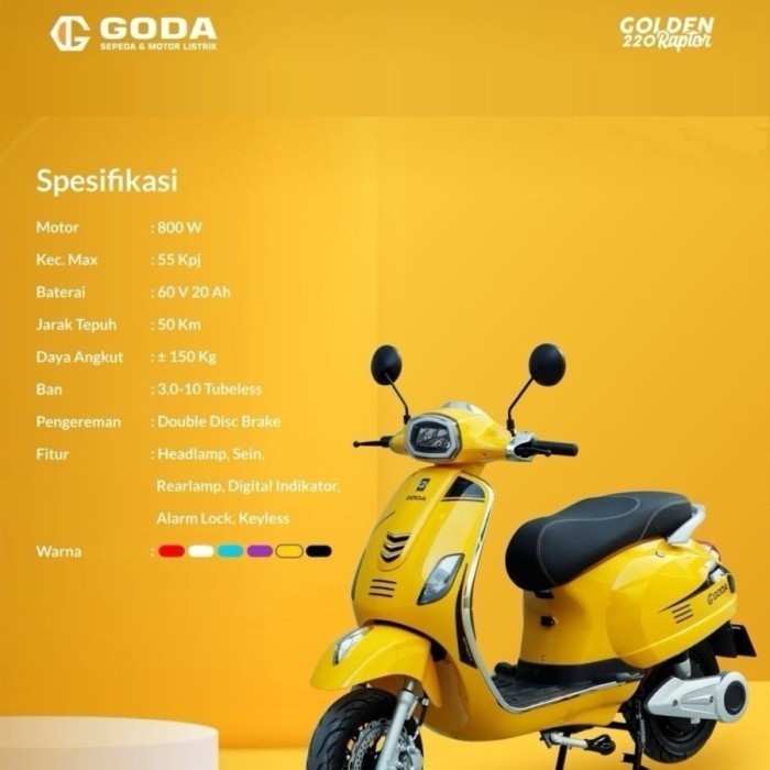 Sepeda Motor Listrik Goda 220 Raptor (Ongkir Nego) - Full Bayar