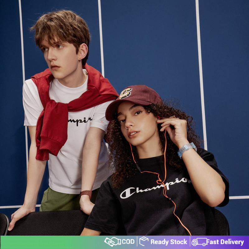 【COD】Champion Champion Short-Sleeved T-shirt Men's and Women's New Loose-Fitting Pure Cotton Top Ame