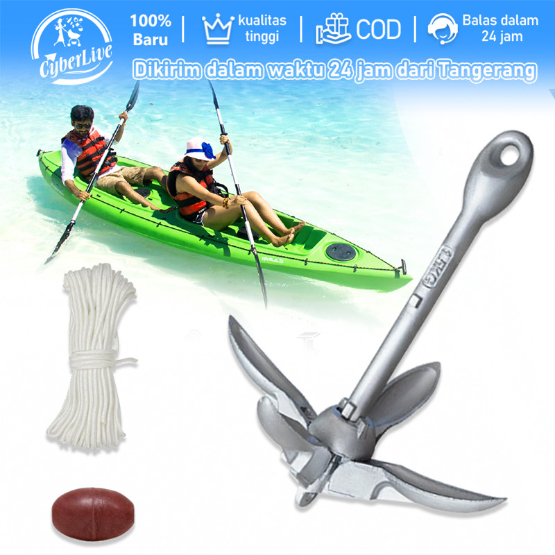 Jangkar Perahu Lipat 0.7kg/1.5kg Jangkar Kapal Jangkar Kayak Dengan Tali 20m Alat Kapal