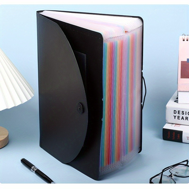 

Colored 24 Pockets A4 Folder Multi-Purpose Standing Document Bag Expandable PP A4 File Folder Index Tabs for Office School Home